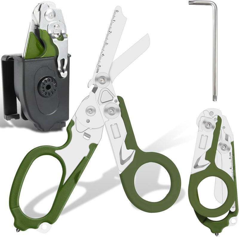 Lemasa 6-in-1 trauma shears - emergency responders, outdoor emergencies, medical staff, and outdoor camping, this combination clipper includes a folding storage box (army green) - Image 1